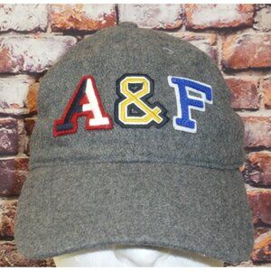 A&F Gray Wool Blend Embroidered Baseball Cap Adjustable Back Strap